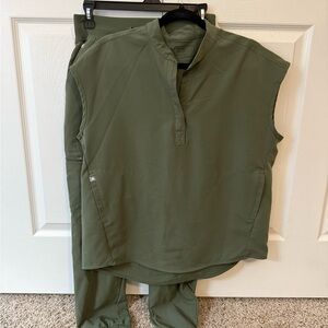 Figs Olive Green Sleeveless Top and Pants Set